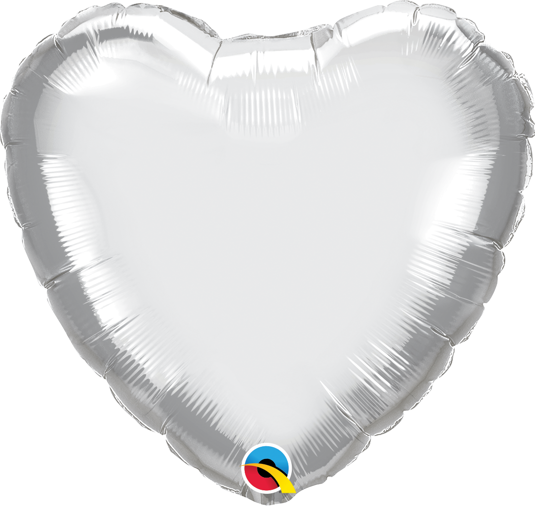 18" Qualatex Chrome Heart Foil Balloons | Buy 5 Or More Save 20%
