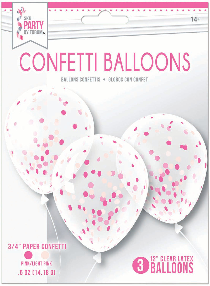 12" Clear Confetti Filled Balloons | 3 Count
