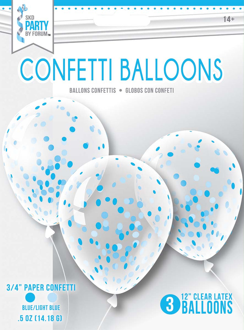 12" Clear Confetti Filled Balloons | 3 Count