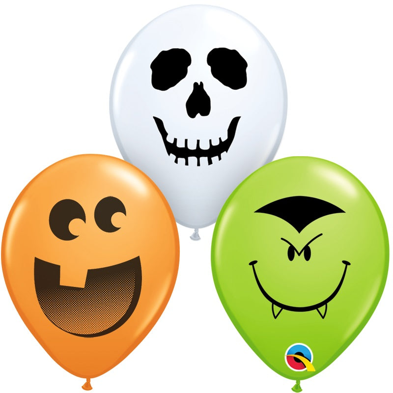 5" Halloween Face Assortment Latex Balloons