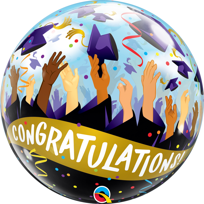Globo de burbujas de 22" Felicitaciones Grad Caps (P30)