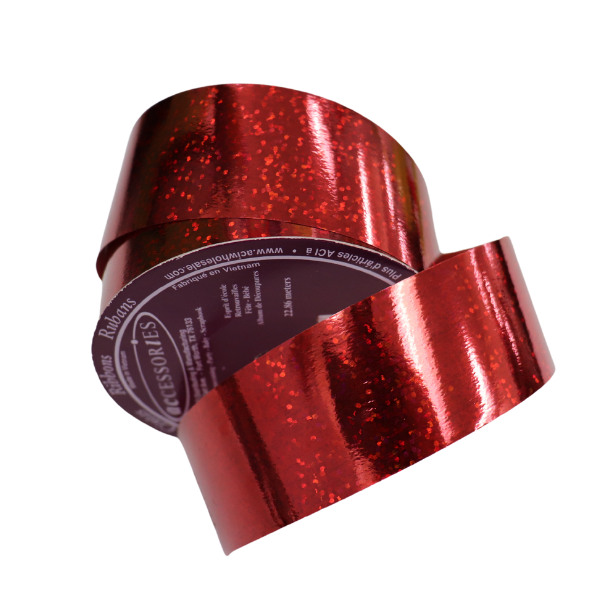 Red Sparkle Holographic Curling Ribbon