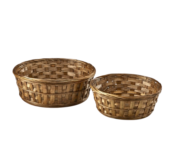 12" Brown Stain Bamboo Bowl- Gift Basket Including Plastic Liner