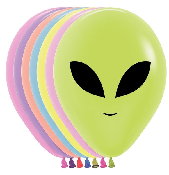 5" | 11" Neon Alien Heads Sempertex Latex Balloons
