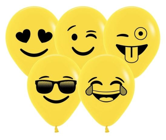 5" Sempertex Emoji Assortment Sempertex Latex Balloons - Single Side Print | 100 Count