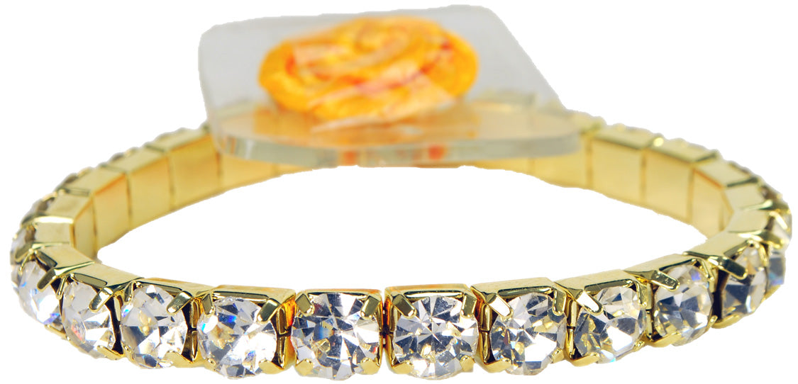 Blingz Flower Elastic Rhinestone Corsage Bracelet Gold | 1 Count - Just Add Flowers!
