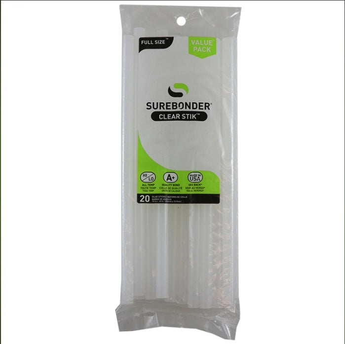 Full Size 10" Clear Hot Glue Sticks 20 ct