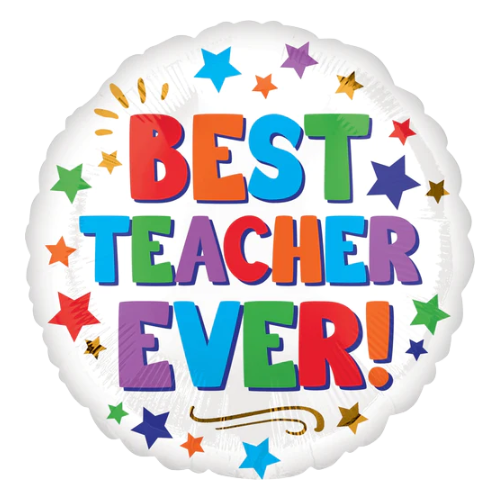 18" Best Teacher Ever Foil Balloon (P3) | Buy 5 Or More Save 20%