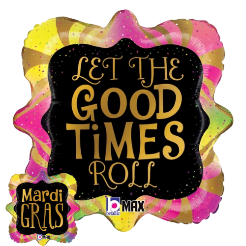 Globo de aluminio con marco Mardi Gras Good Times de 18" (P21) | Compre 5 o más y ahorre un 20 %