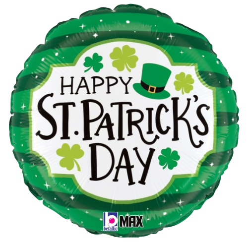 18" St. Patrick's Day Stripes Foil Balloon (P26) | Buy 5 Or More Save 20%