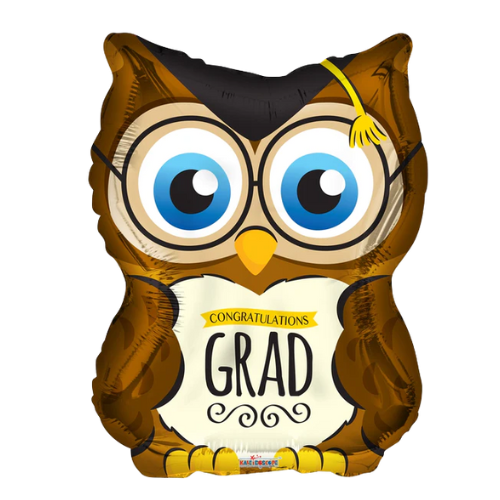 18" Owl Grad Shape Foil Balloon (WSL) | Clearance - While Supplies Last!