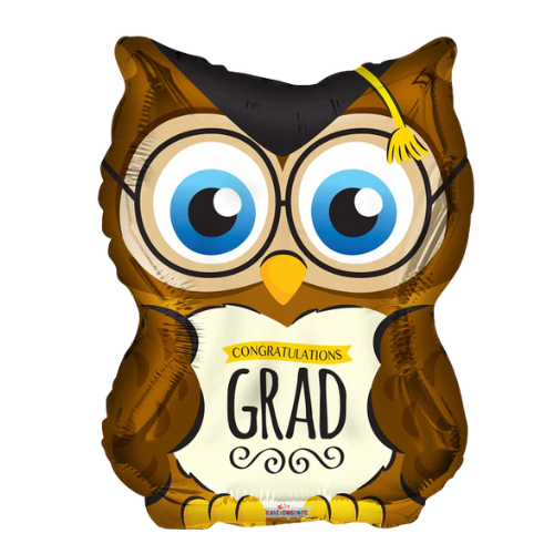 18" Owl Grad Shape Foil Balloon (P26) | Buy 5 Or More Save 20%