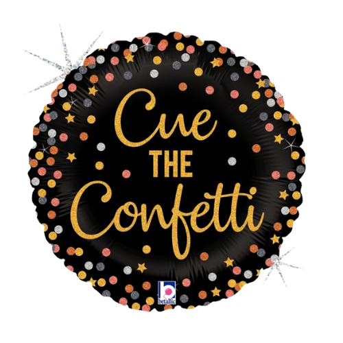 Globo de lámina holográfica Cue the Confetti de 18" (P29) | Compra 5 o más y ahorra un 20 %