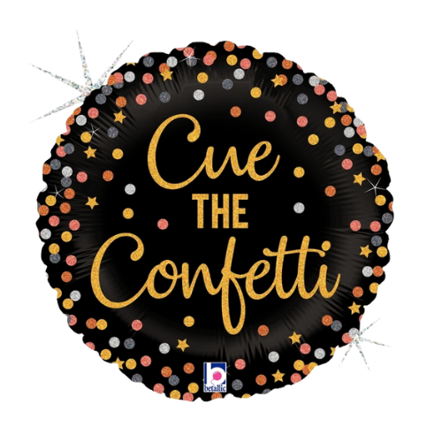 18" Cue the Confetti Holographic Foil Balloon (P29) | Buy 5 Or More Save 20%