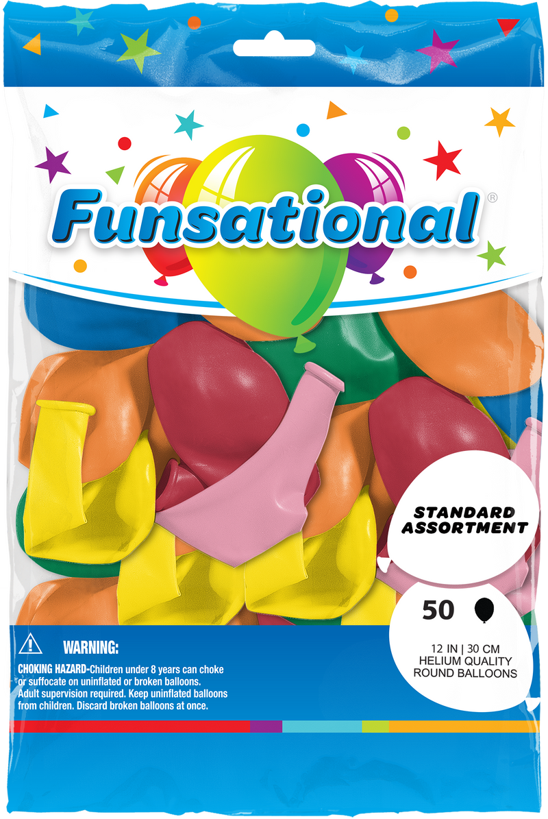 12" Funsational Latex Balloons | 50 Count