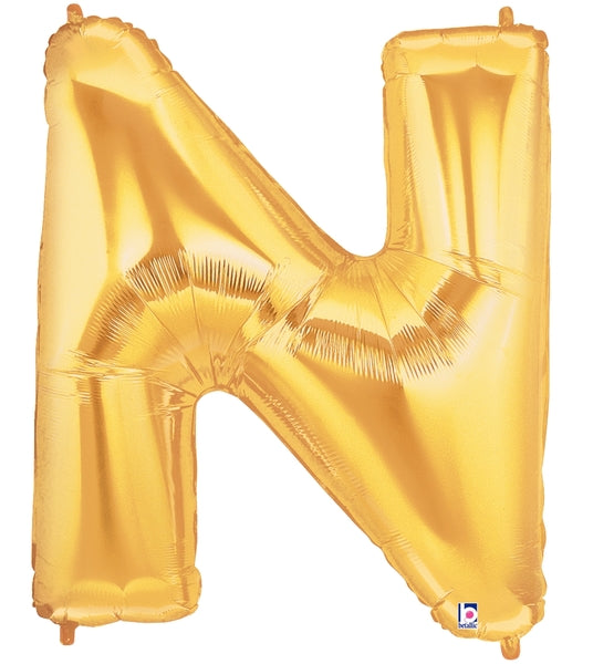 7" | 14"| 40" Gold Letter Foil Balloon - Megaloons Letters A -Z | 3 Sizes Available