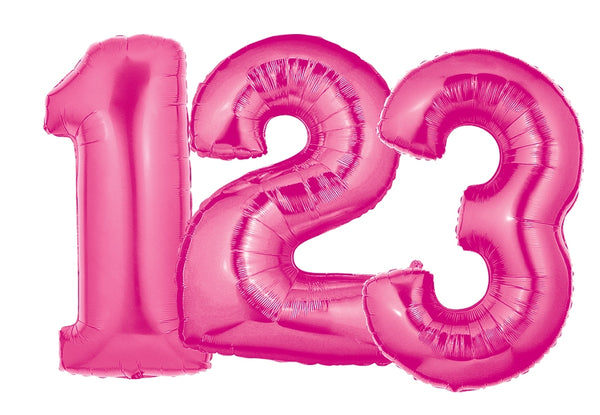 Globo con números de papel de aluminio rosa fucsia de 40" - Megaloons | Números 0-9 