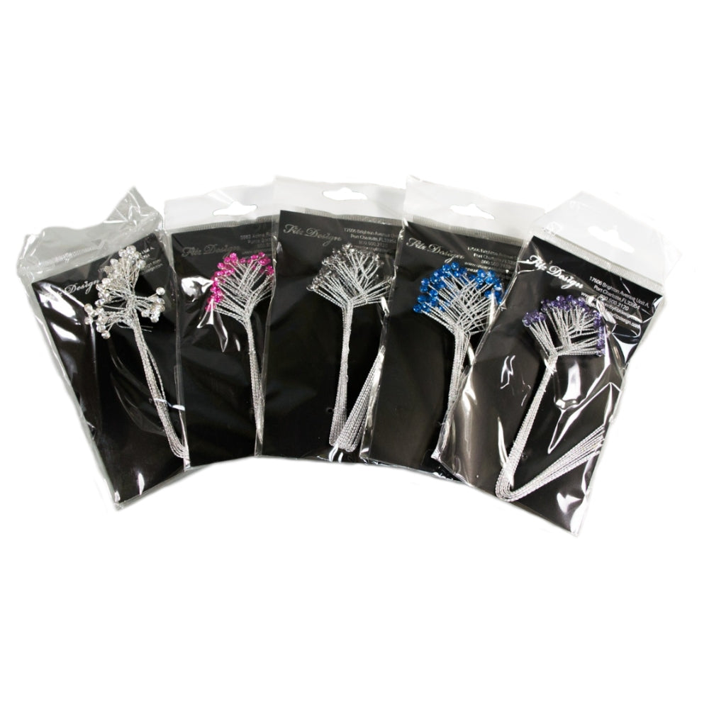 Quintet - Wired Rhinestone Floral Accessories | 12 Count