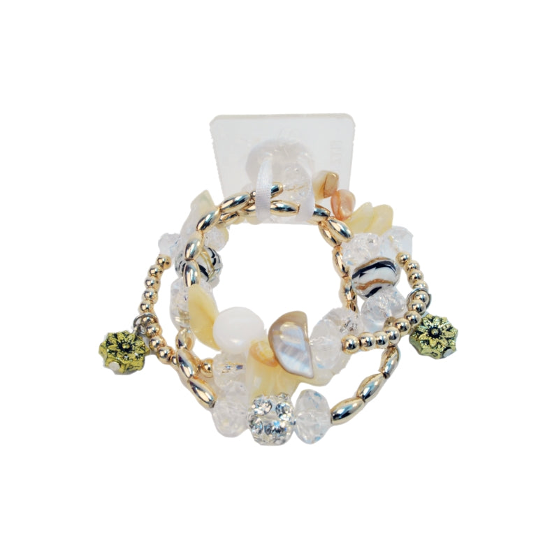 Pulsera de ramillete elástico con cuentas de vidrio Nadya | 1 unidad: ¡simplemente agregue flores!