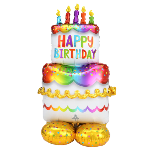 Globo de papel de aluminio Airloonz para pastel de cumpleaños de 53 pulgadas | Mide más de 4 pies de altura, ¡no requiere helio!