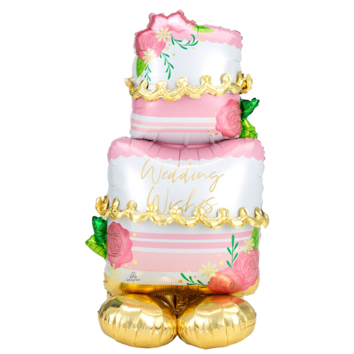 52" Wedding Cake Airloonz Foil Balloon | Stands Over 4 Feet Tall - No Helium Required!