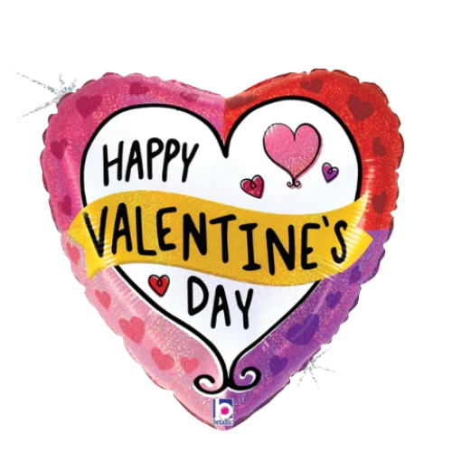 Globo holográfico de lámina de corazón con bloque de color de San Valentín de 18" (P3) | Compra 5 o más y ahorra un 20 %