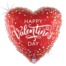18" Valentine Confetti Hearts Holographic Foil Balloon (P4) | Buy 5 Or More Save 20%