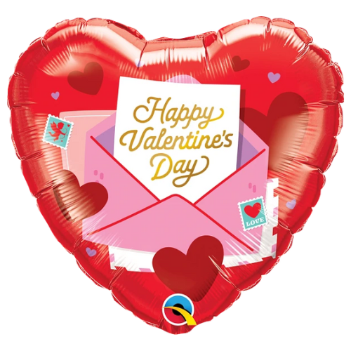 Globo de aluminio con forma de corazón y carta de amor de San Valentín de 18" (P3) | Compre 5 o más y ahorre un 20 %