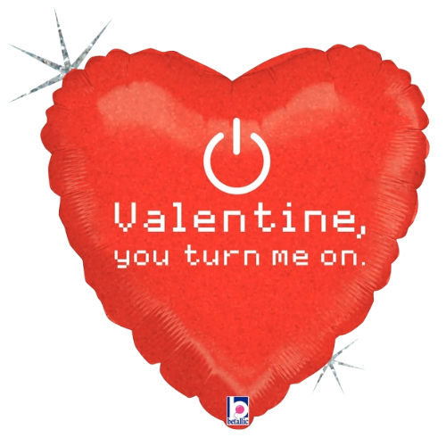 18" Valentine, You Turn Me On Heart Foil Balloon (WSL)