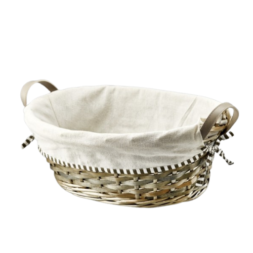 Cesta de mimbre ovalada con asas para las orejas de piel sintética y forro de tela | 12 unidades - $8.99 cada uno