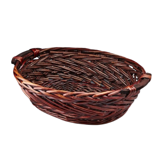 18" Brown Stain Oval Willow Tray Basket