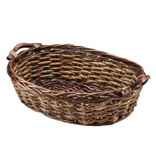 19.5" Oval Willow & Rope Tray Gift Basket