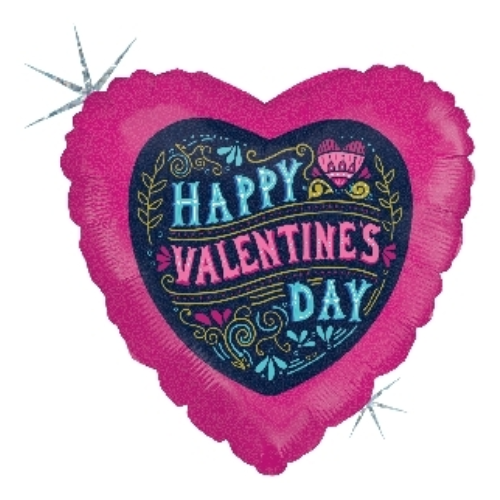 18" Betallic Vintage Valentine Heart Foil Balloon (S1R4) | Buy 5 Or More Save 20%