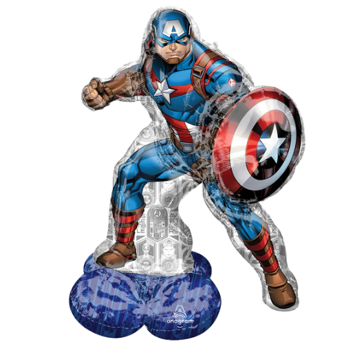 Globo de aluminio Airloonz de Capitán América de 58" | Mide más de 4 pies de alto - ¡No requiere helio!
