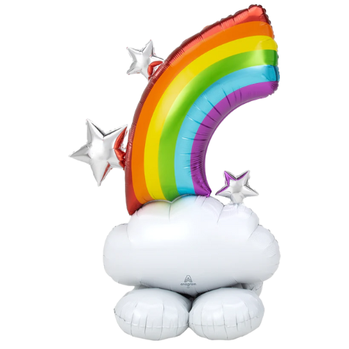 52" Rainbow AirLoonz Foil Balloon | Stands Over 4 Feet Tall - No Helium Required!