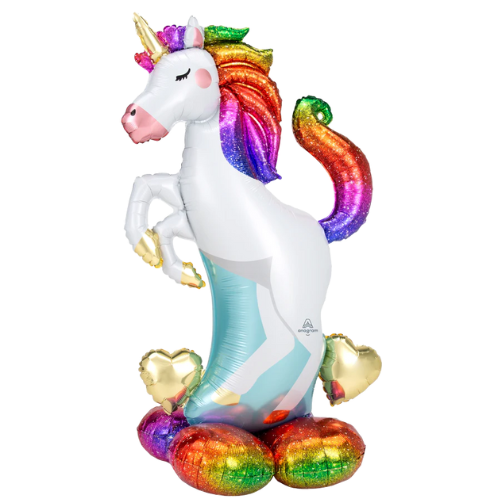 55" Unicorn Airloonz Foil Balloon | Stands Over 4 Feet Tall - No Helium Required!