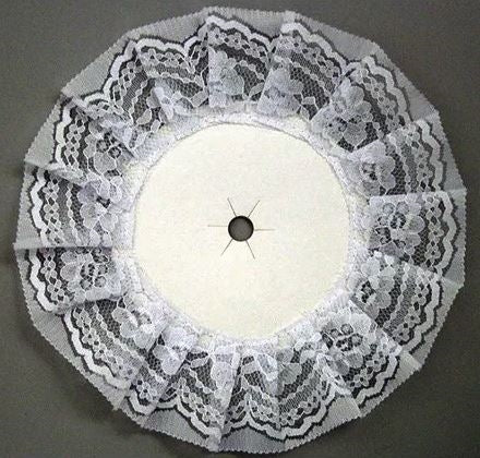 6" Paper Disc Mum Backer With Lace - Round White