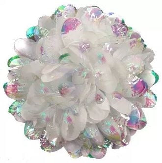 5 1/2" | 6 1/2" White/Opal Artificial Silk Mum - 15 Layers | 1 Count - 2 Size Options