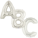 7" | 14"| 34"| 40" Silver Letter Balloons- Megaloons Letters A-Z  | 3 Sizes Available