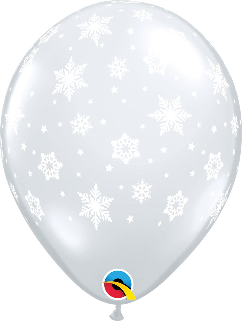 11" Snowflakes-A-Round Latex Balloons | 50 Count