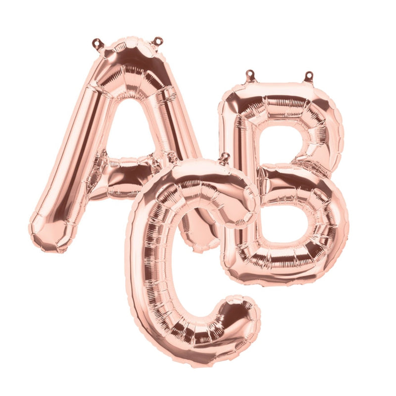 Globos con letras de oro rosa de 14" | 40" - Megaloons | 2 Tamaños Disponibles - Letras AZ 