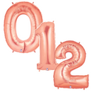 Globos con números de oro rosa de 14" | 34" - Megaloons | 2 tamaños disponibles - Números 0-9
