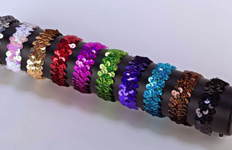 muñequera elástica con ramillete de lentejuelas holográficas | 6 cuentas