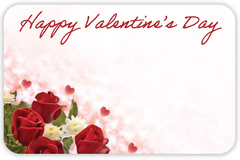 Happy Valentines Day Roses & Floating Hearts Enclosure Cards | 50 Count