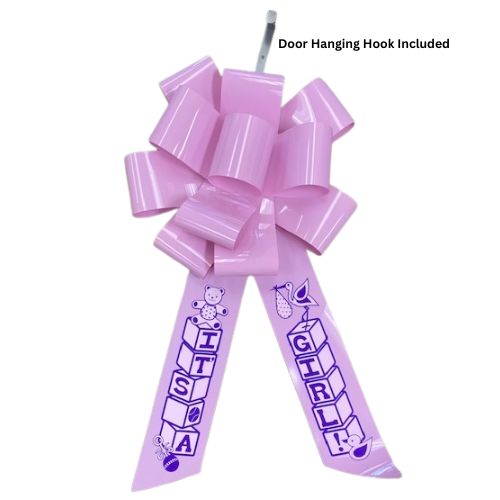 Revelador de género impreso de 24"-Moño para puerta de baby shower