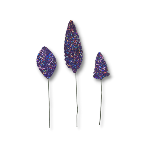 Holographic Artificial Laser Leaves - Wired Stem | 48 Count