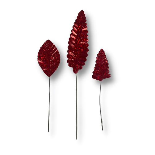 Holographic Artificial Laser Leaves - Wired Stem | 48 Count