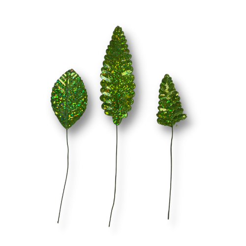 Holographic Artificial Laser Leaves - Wired Stem | 48 Count