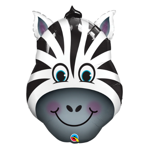 14" Zany Zebra (D) Flat Foil Airfill Balloon | Buy 5 Or More Save 20%