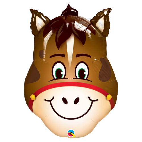 Globo de papel de aluminio plano con un caballo hilarante de 14" (D) | Compre 5 o más y ahorre un 20 %